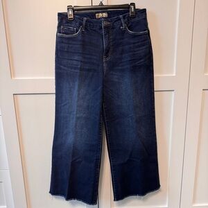 Women's Dark Blue Wide Leg Ankle Jeans